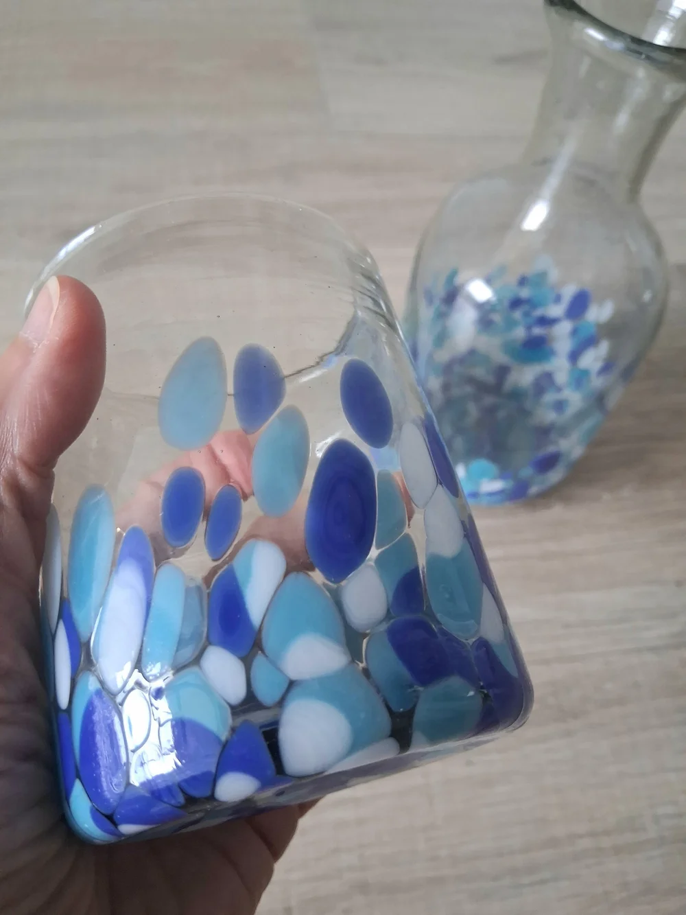 Hand Blown Recycled Glass Carafe and Tumbler Set by Novica